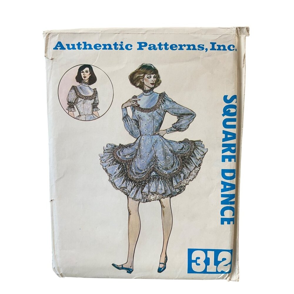Authentic Patterns 312 Square Dance Dress Sewing Pattern Multi-Size 6 8 10 UNCUT